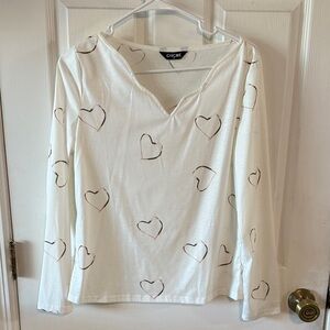 ChicMe White Heart Print Women's Top